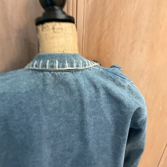 Vintage Carole Little Embroidered 90s Denim Jacket blazer embellished chambray - Picture 13 of 15